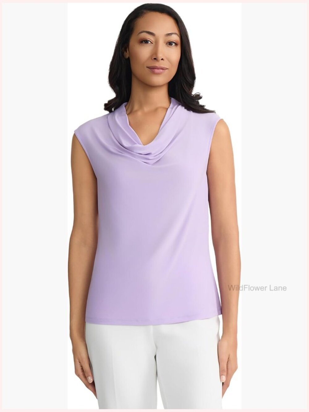 Plus-Size Cap Sleeve Cowl Neck Jersey Top